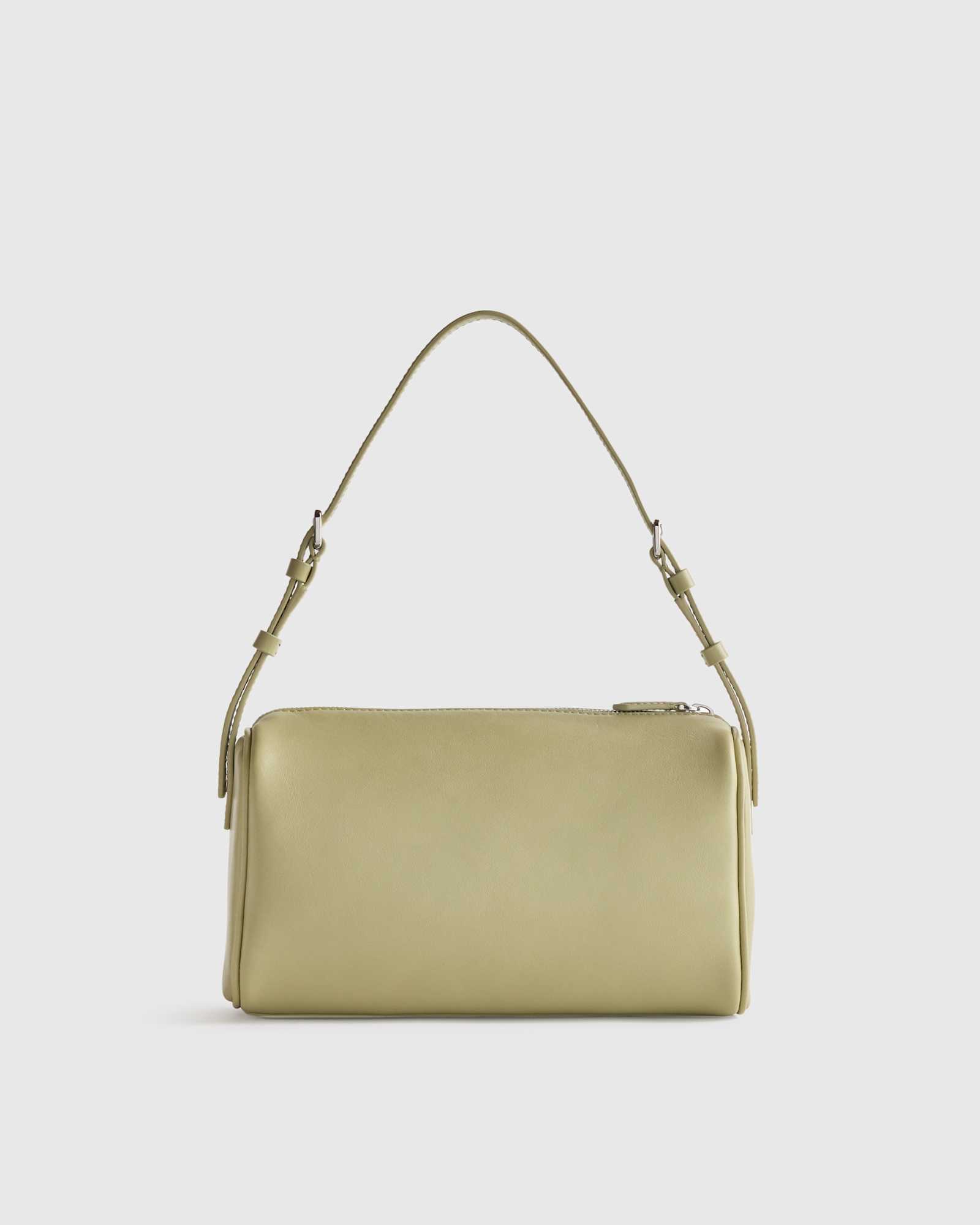 Tea Green Italian Leather Mini Barrel Shoulder Bag