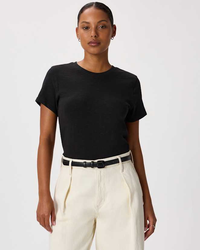 Black 100% Organic Cotton Slub Crewneck Tee