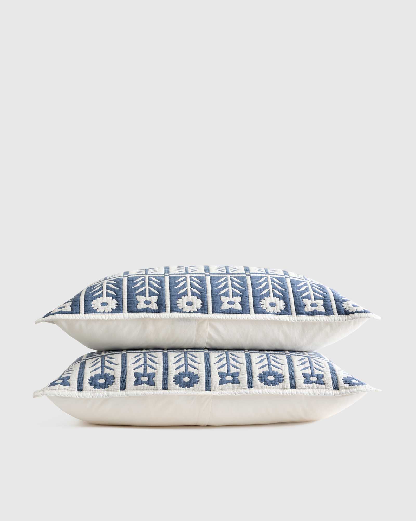 Glacier Blue Organic Cotton Jacquard Floral Sham Set
