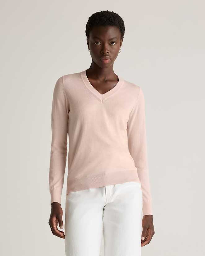 Sugar Stone Lightweight Cotton Cashmere V-Neck Sweater