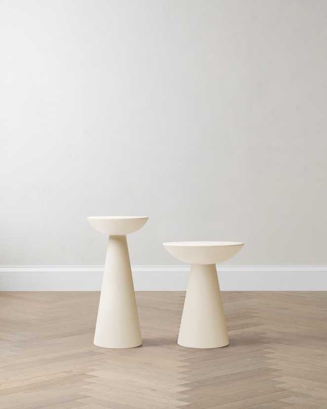 Sandstone Beige Concrete Nesting Indoor/Outdoor End Tables (Set of 2)