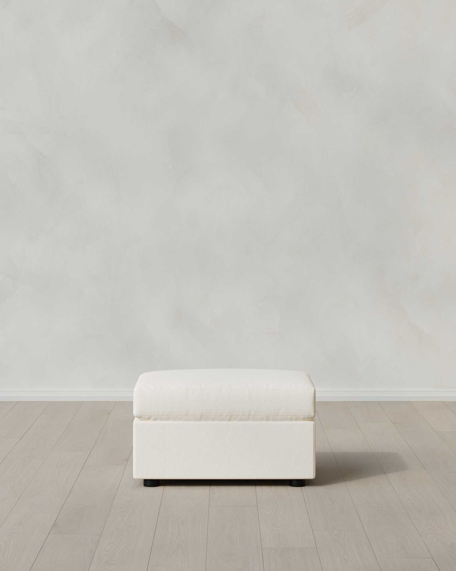 Marshmallow Brennan Ottoman in Performance Chenille Linen Blend