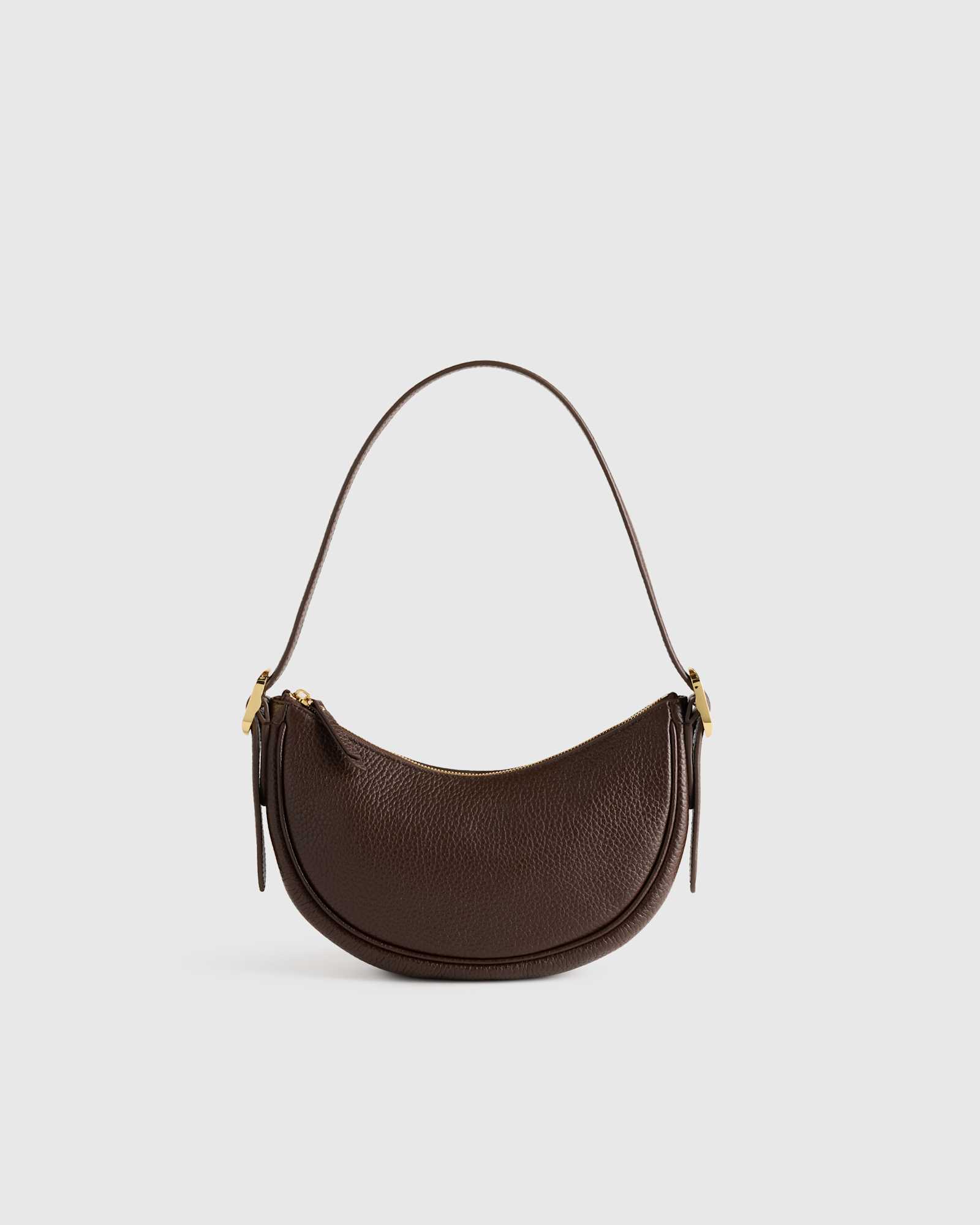 Espresso Brown Italian Leather Mini Crescent Shoulder Bag