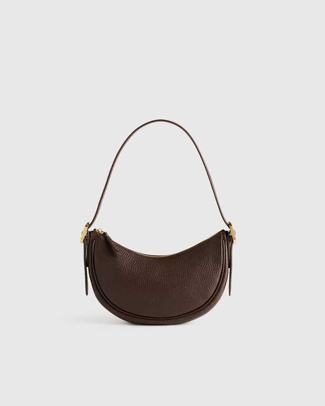 Espresso Brown Italian Leather Mini Crescent Shoulder Bag