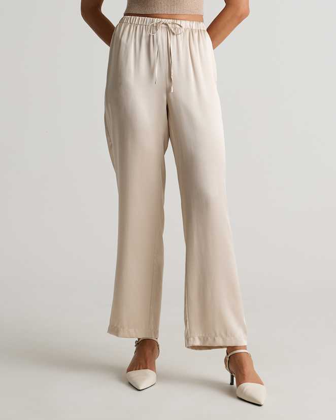 W-PNT-178-CHMPGN 0921 EDITED 1 Champagne 100% Washable Silk Drawstring Wide Leg Pants