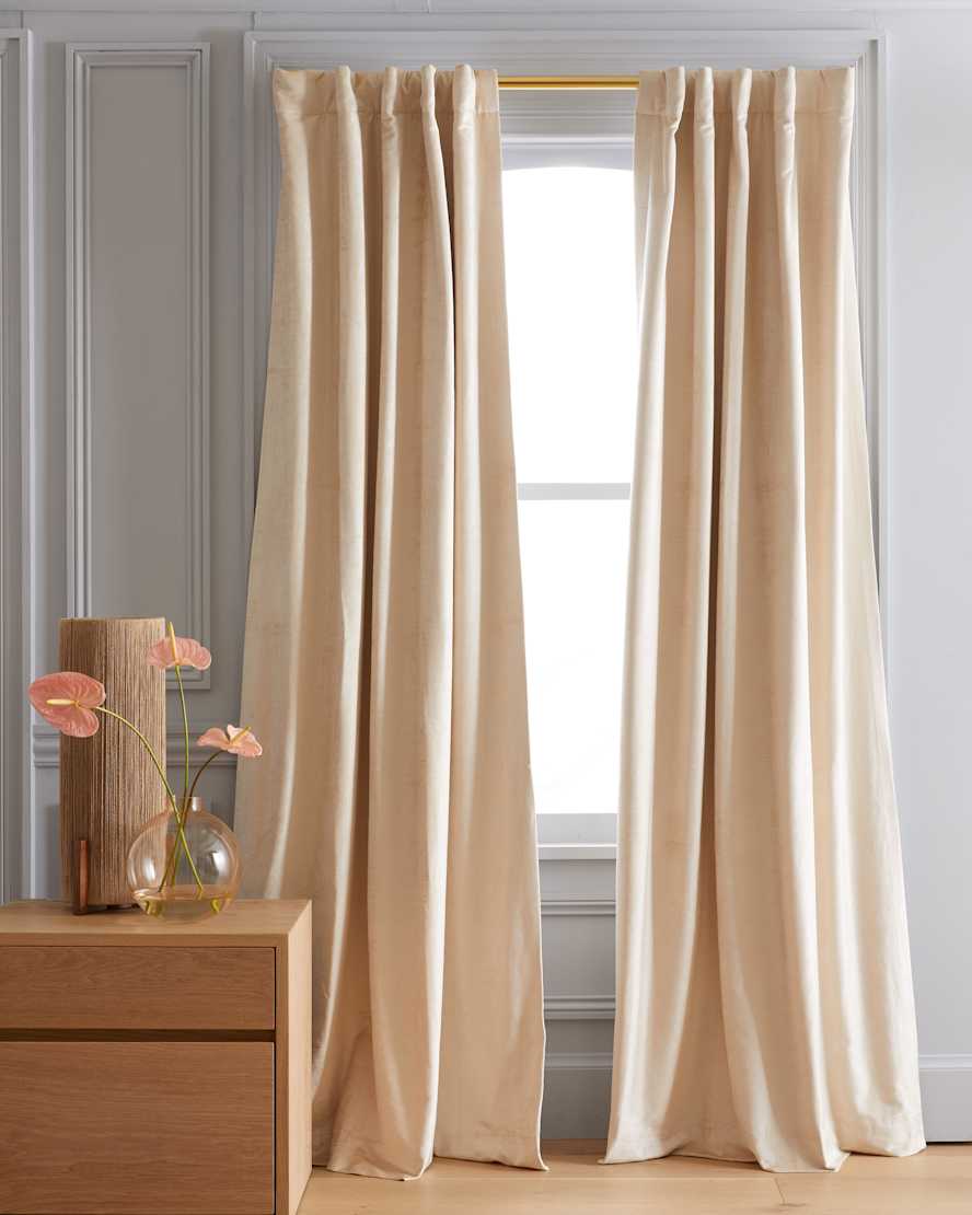 Champagne Luster Velvet Room Darkening Curtain