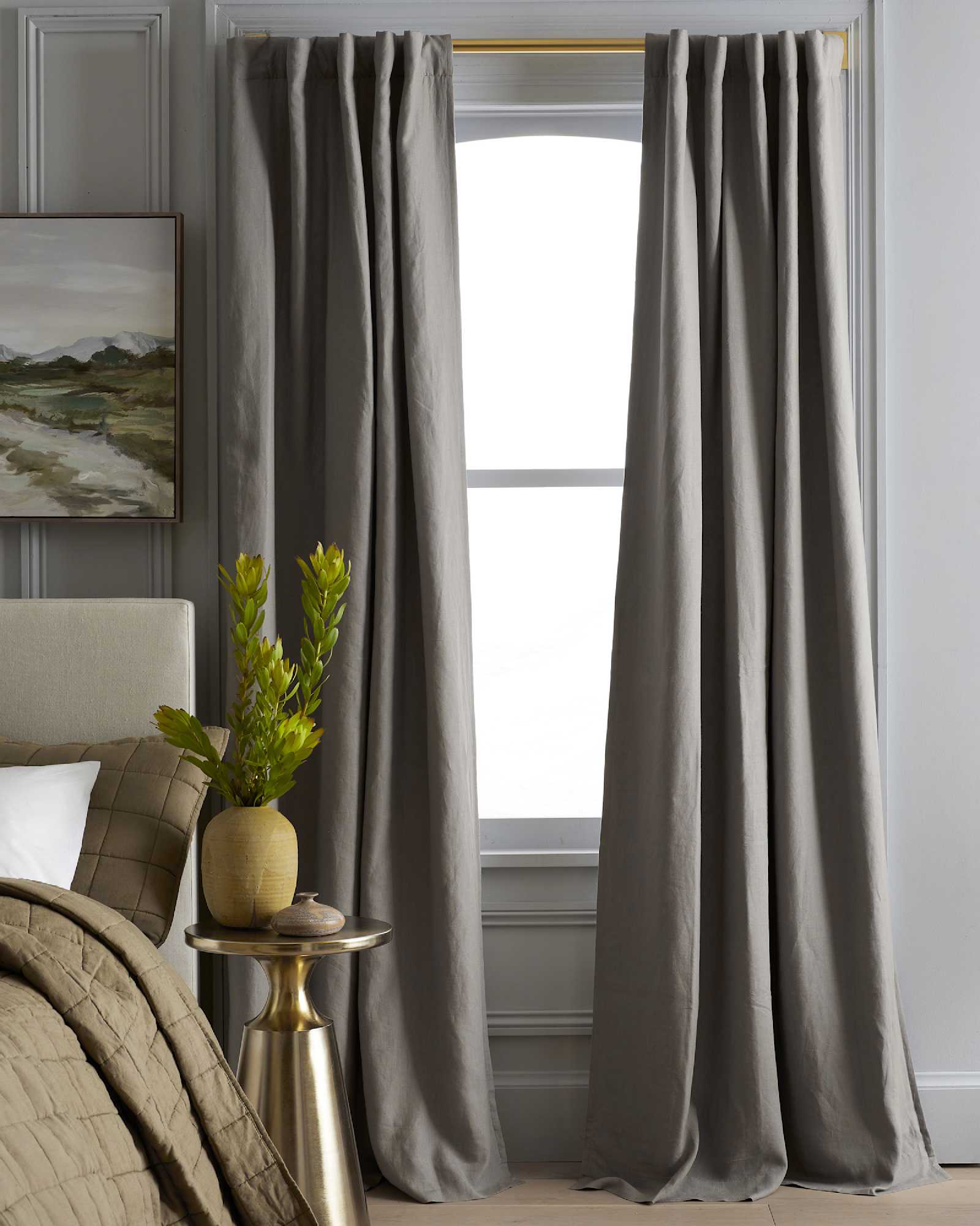 U-WNDW-3-GRY 1 grey European Linen Room Darkening Curtain