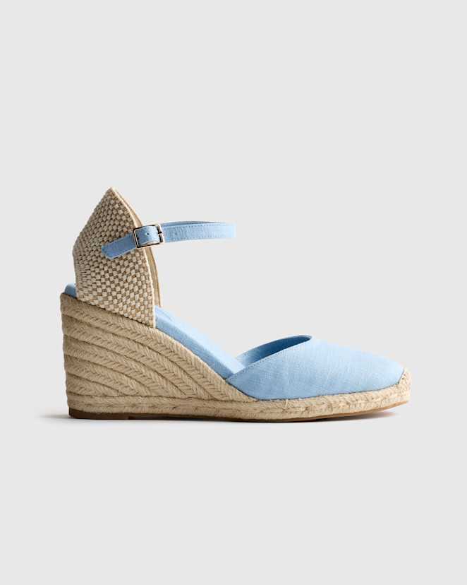 Chambray Blue Canvas Espadrille Wedge Sandal