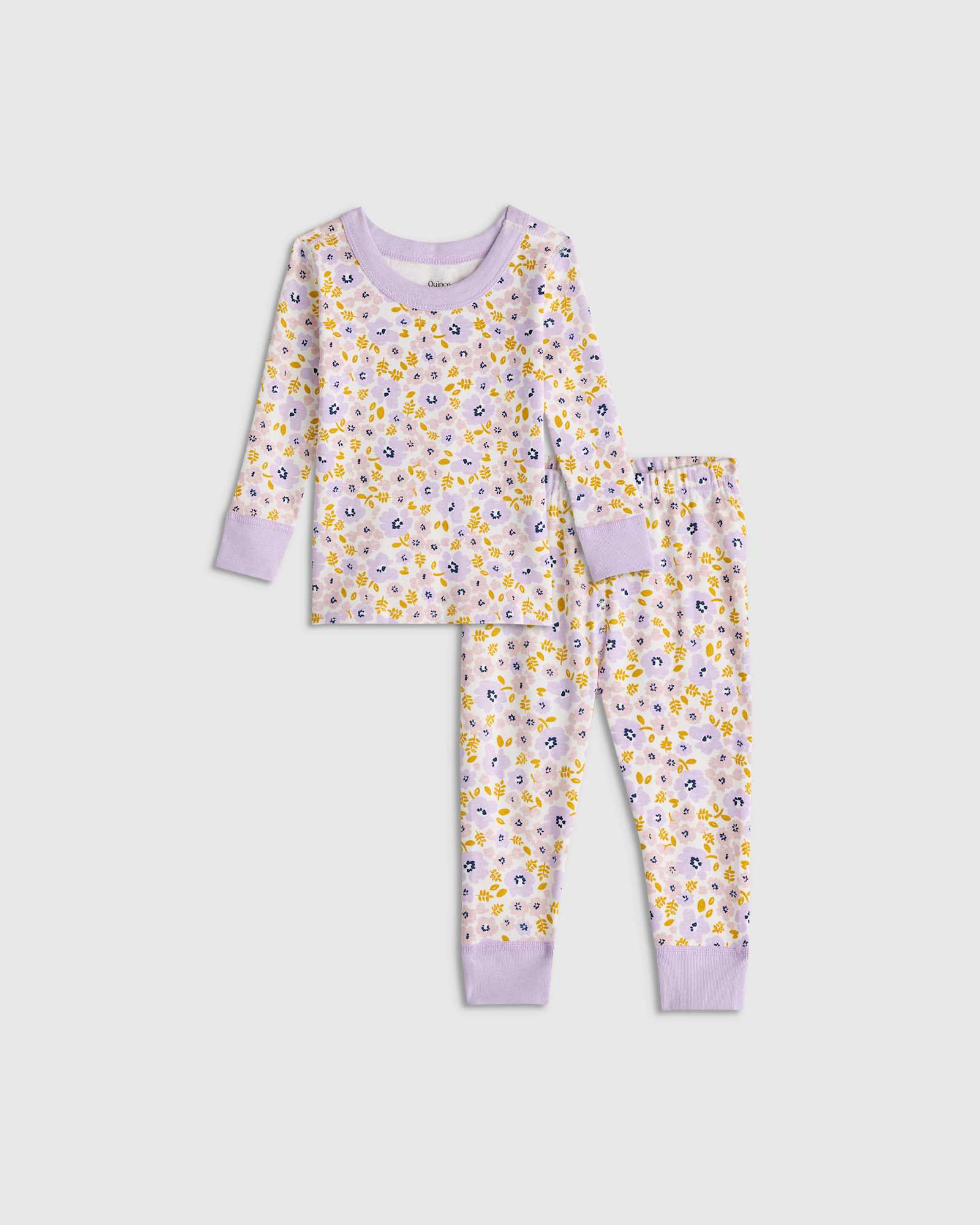 Purple Poppy Floral 100% Organic Cotton Long Sleeve and Pant Pajama Set