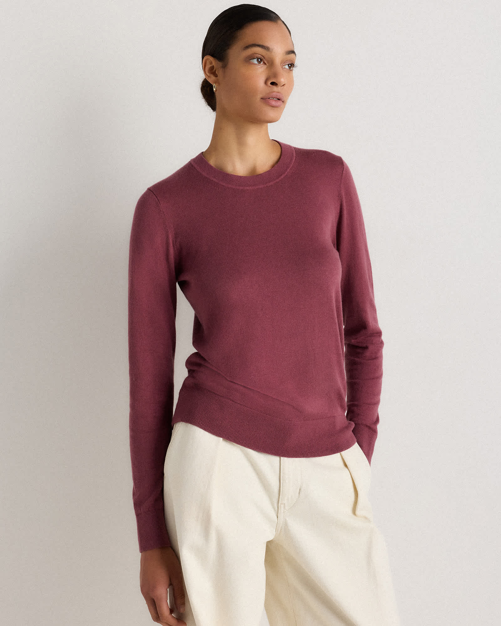 crushed-berry-purple Lightweight Cotton Cashmere Crew Sweater