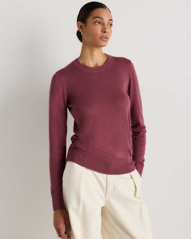 Crushed Berry Purple Lightweight Cotton Cashmere Crew Sweater