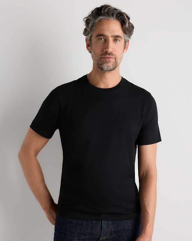 Bold Black 100% Pima Cotton Crewneck T-Shirt