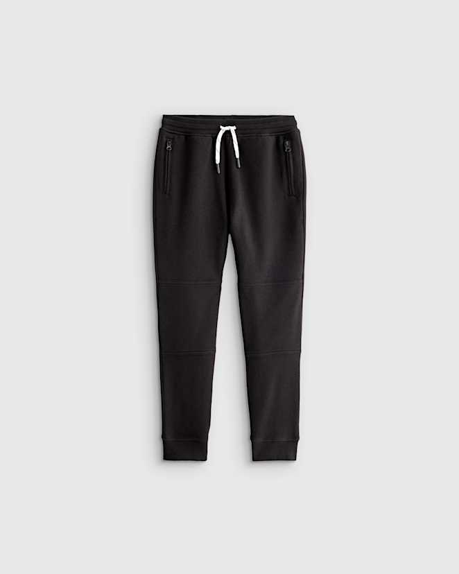 Black Organic Cotton French Terry Reinforced Knee Slim Jogger