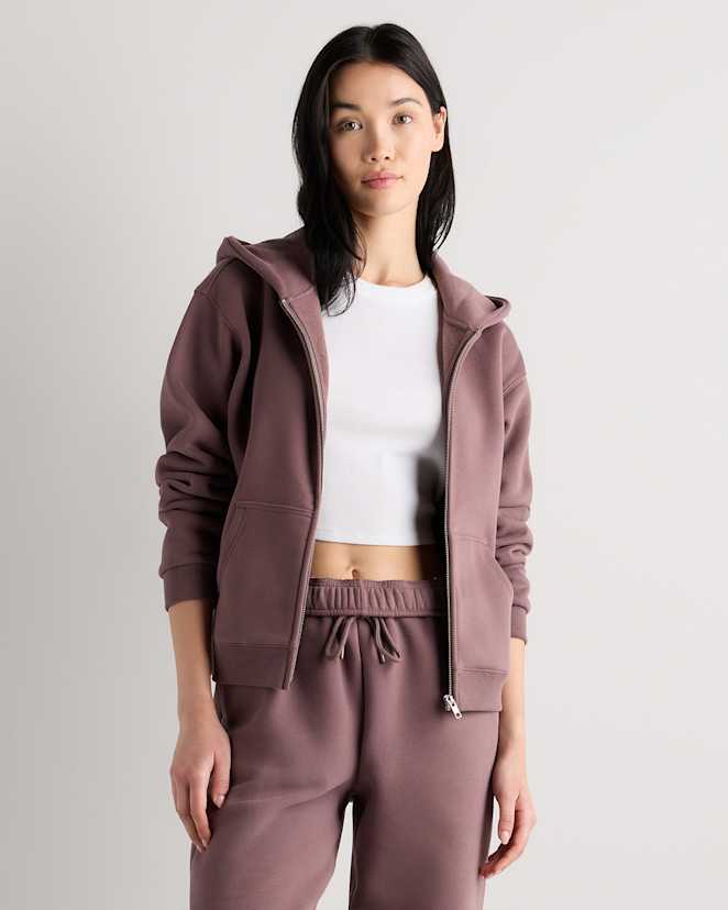 Taupe Brown Everyday Fleece Full-Zip Hoodie