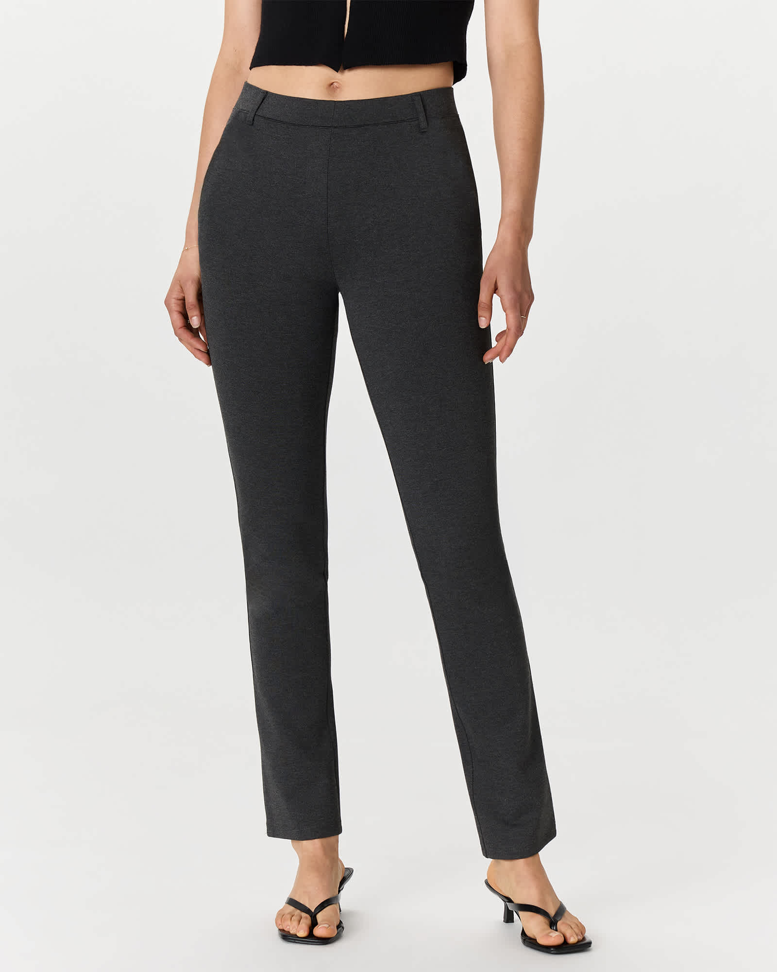 charcoal Ultra-Stretch Ponte Straight Leg Pants