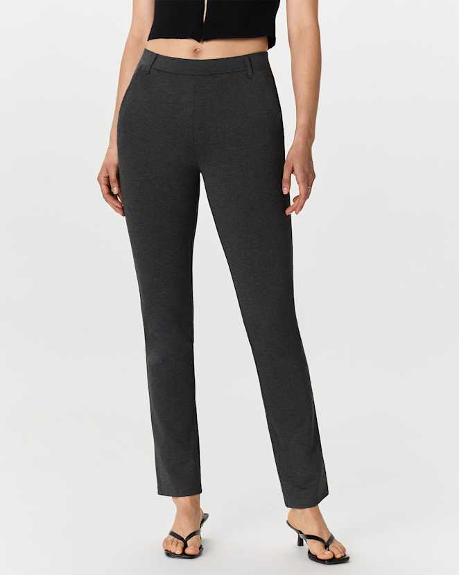 Charcoal Ultra-Stretch Ponte Straight Leg Pants