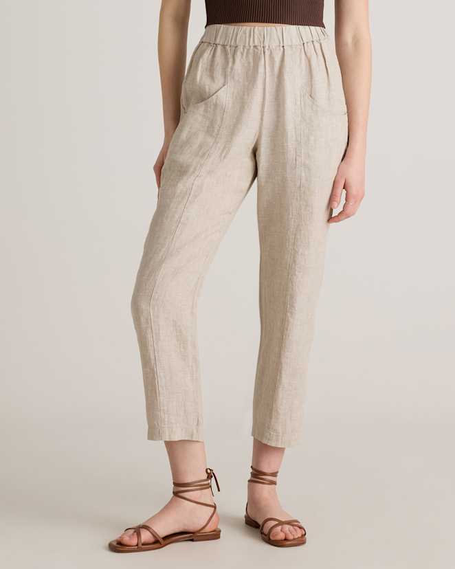 Flax 100% European Linen Tapered Ankle Pants