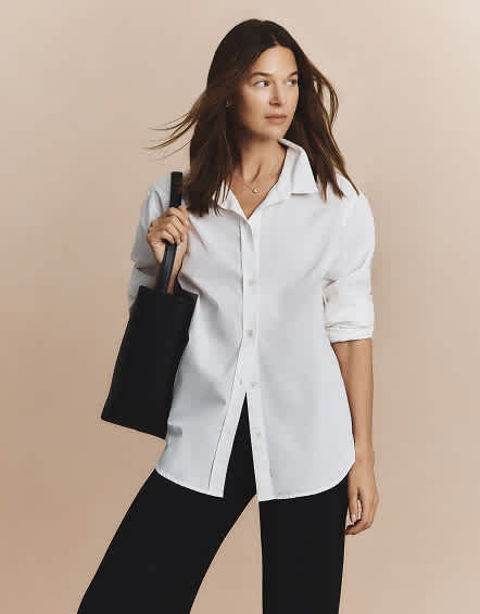 Classic White 100% Organic Cotton Poplin Long Sleeve Shirt