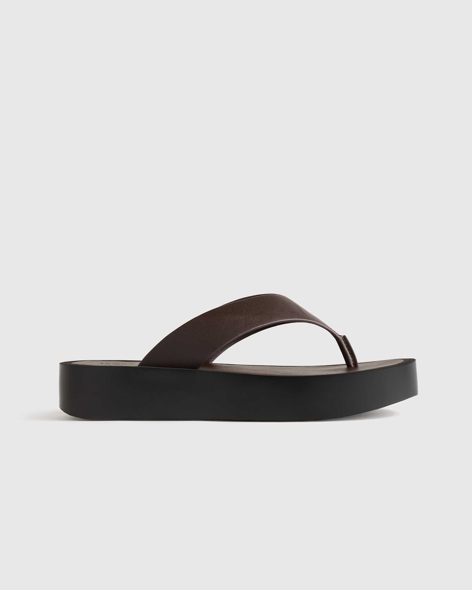 Coffee Bean Italian Leather Thong Platform Sandal