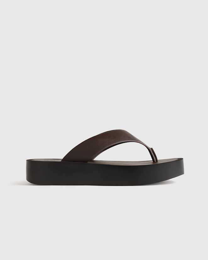 Coffee Bean Italian Leather Thong Platform Sandal