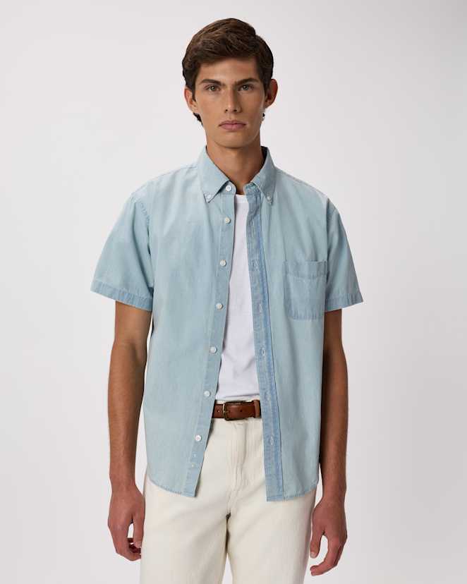 Light Chambray Chemise à manches courtes en chambray biologique à 100 %