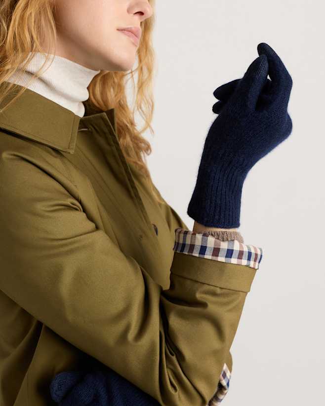 True Navy Mongolian Cashmere Gloves
