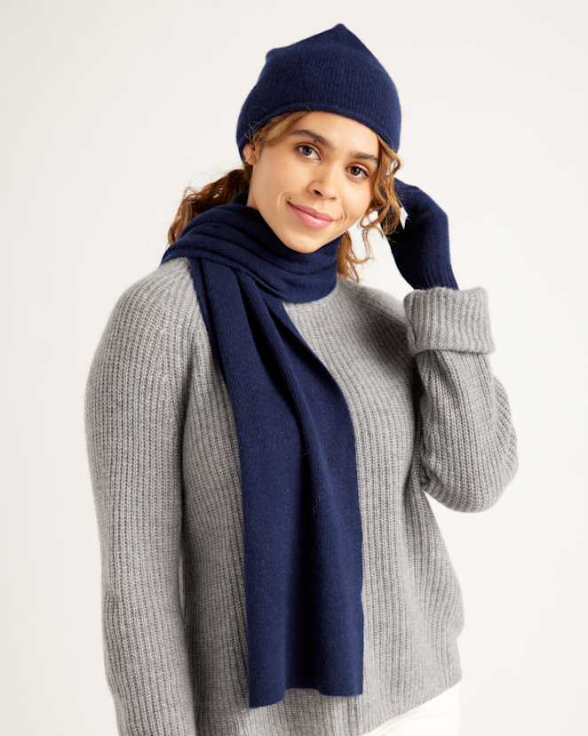 Navy Mongolian Cashmere Scarf