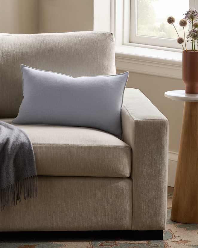 Mist/Ivory Contrast European Linen Pillow Cover