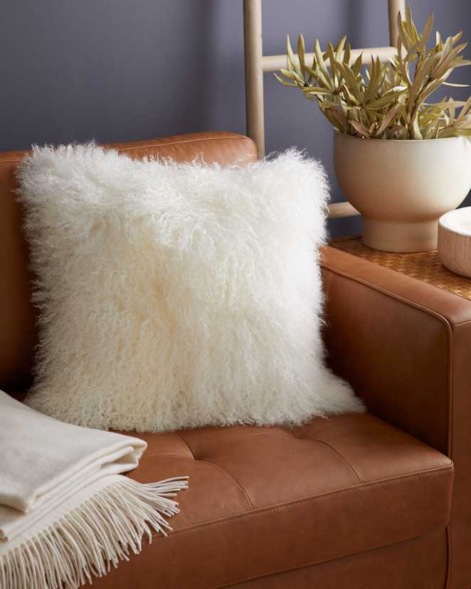 Ivory Luxe Mongolian Lamb Pillow Cover