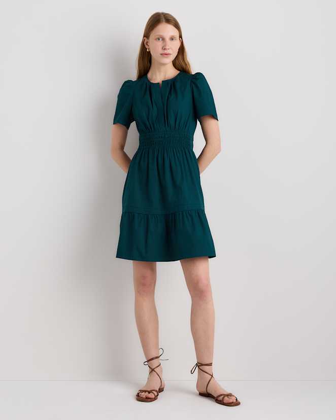 Ocean Green 100% Organic Cotton Poplin Tiered Mini Dress