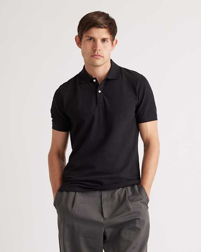 Black Organic Cotton Pique Polo