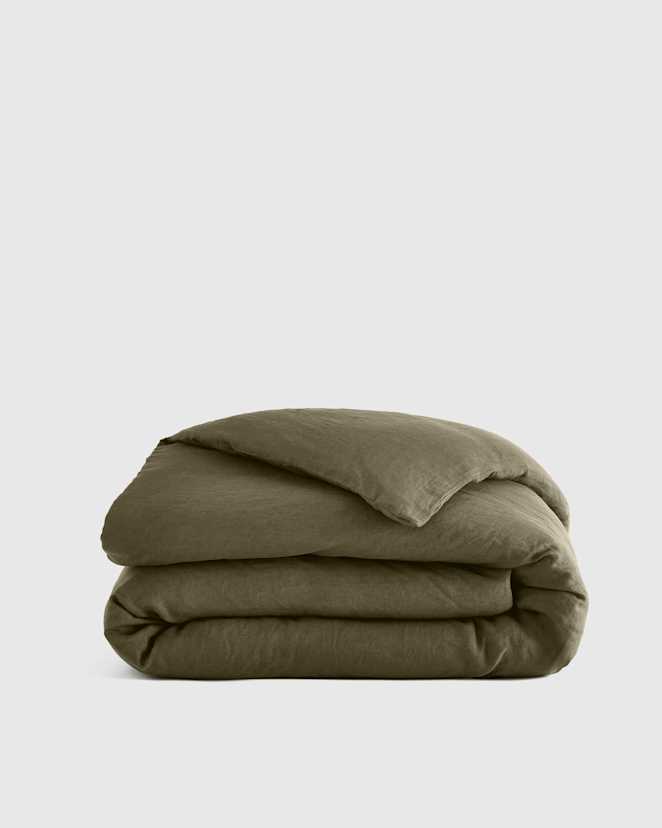 Dusty Olive European Linen Duvet Cover