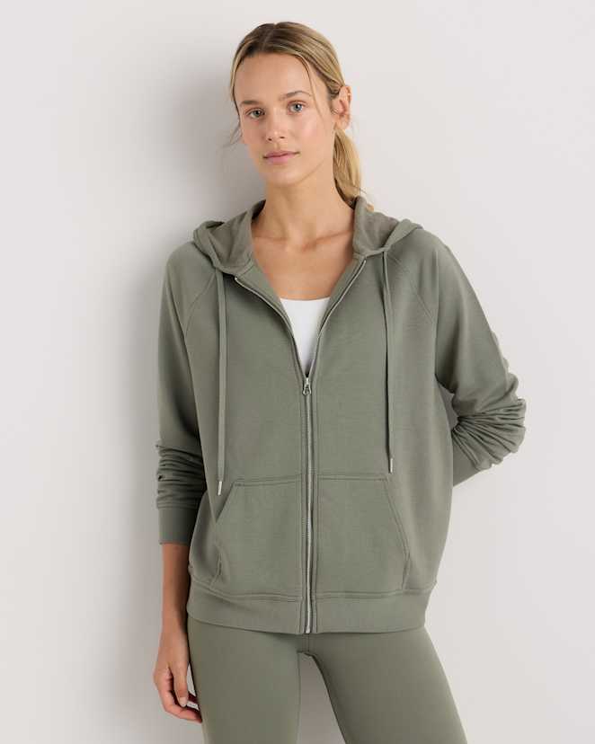 Smoked Thyme Green SuperSoft Fleece Zip Up Hoodie