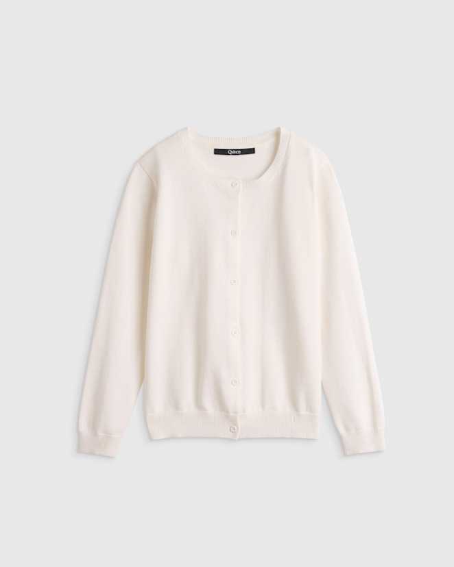 Ivory 100% Organic Cotton Crewneck Cardigan