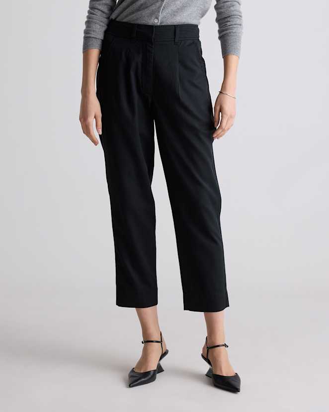 True Black Drapey Twill Tapered Trouser