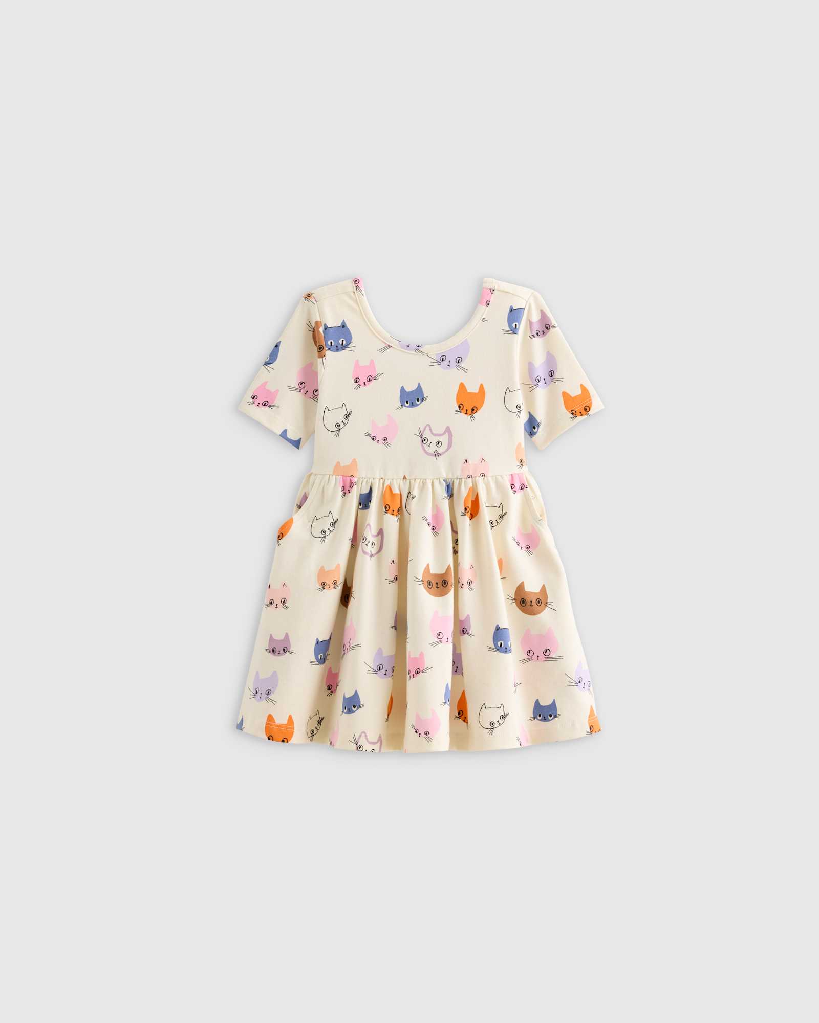 U--197-CATFACES-076 EDITED cat-faces Organic Cotton Skater Dress