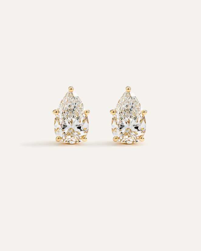 Yellow Gold Clous d'oreilles audacieux en or 14 carats à diamant de laboratoire taille poire – 8 carats au total