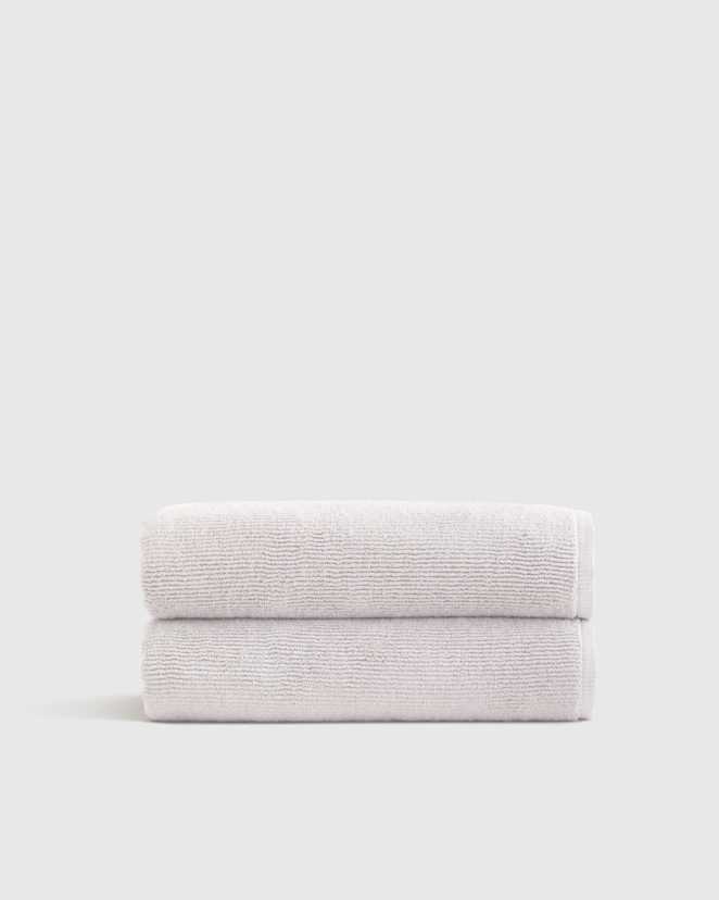 Silver Turkish Ribbed Quick Dry Bath Towel (Set of 2)