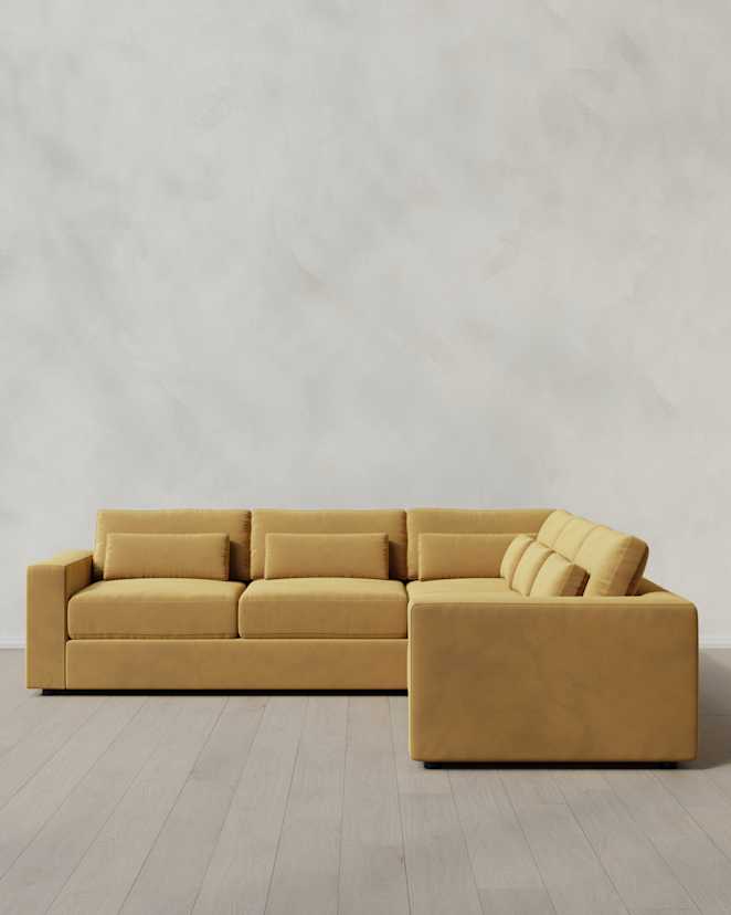 Caramel Ashford Deep Seat L Sectional in Performance Velvet