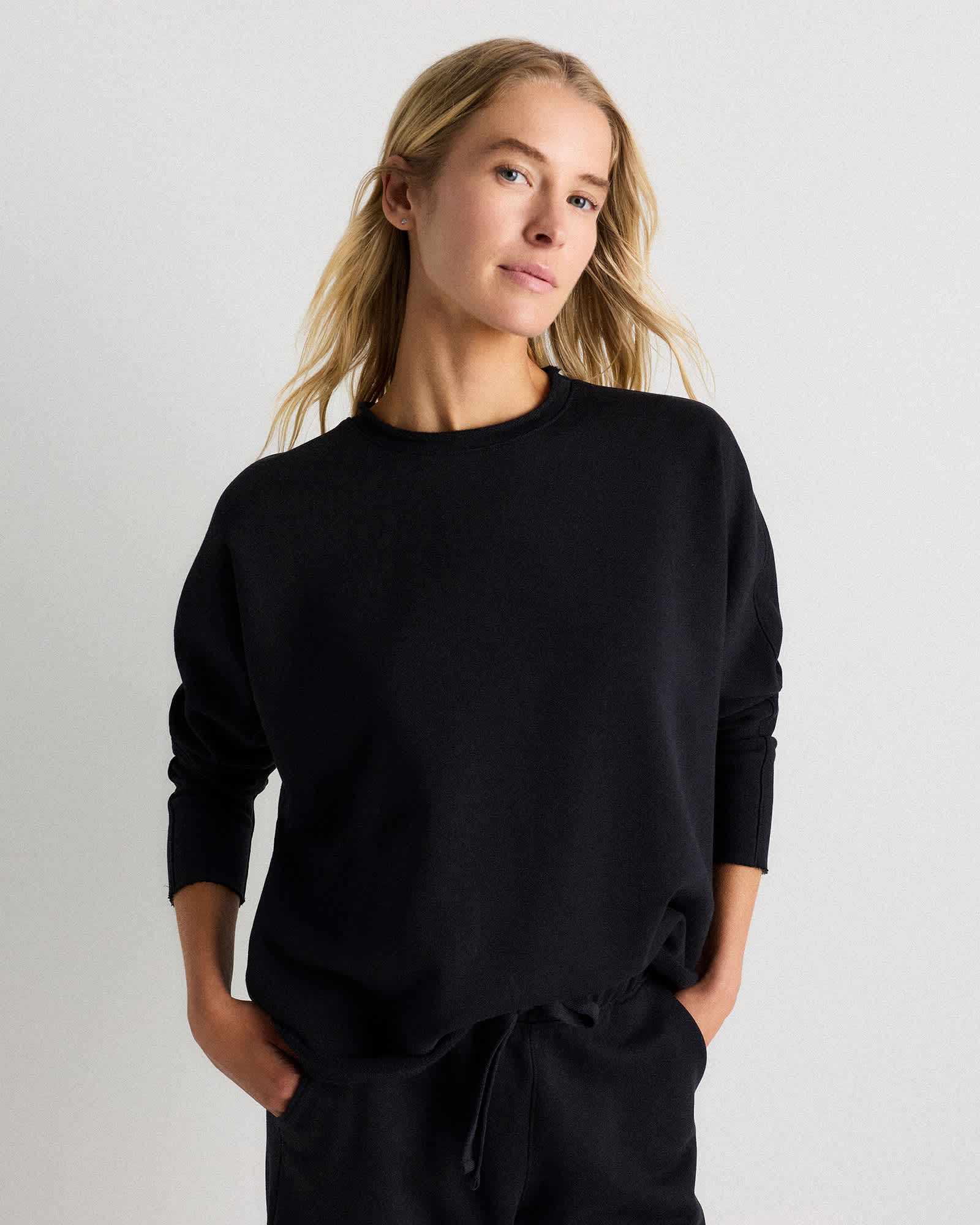 Bold Black Organic French Terry Crew