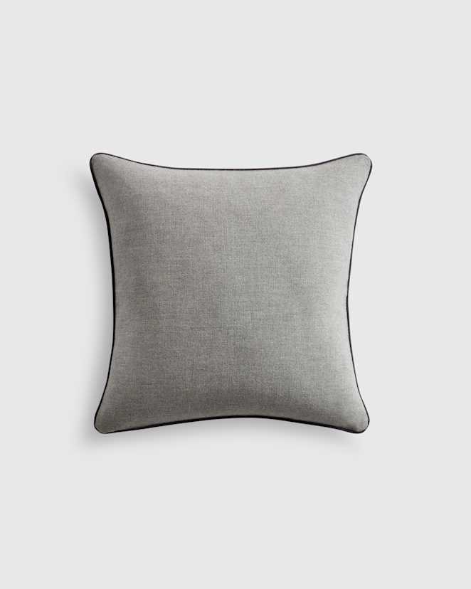 Heather Grey/Charcoal Contrast Piped Wool Pillow Cover