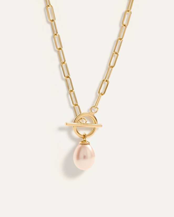 Gold Vermeil Freshwater Cultured Pearl Toggle Necklace