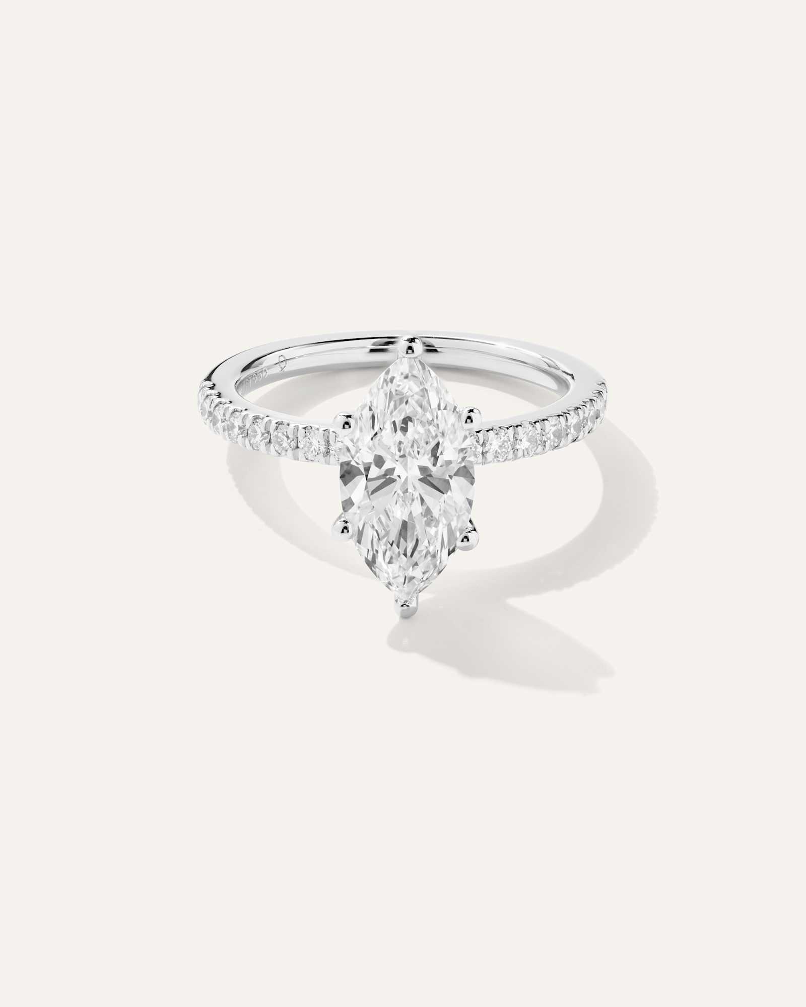 platinum Lab Grown Diamond Marquise Petite Pave Engagement Ring - 2ct
