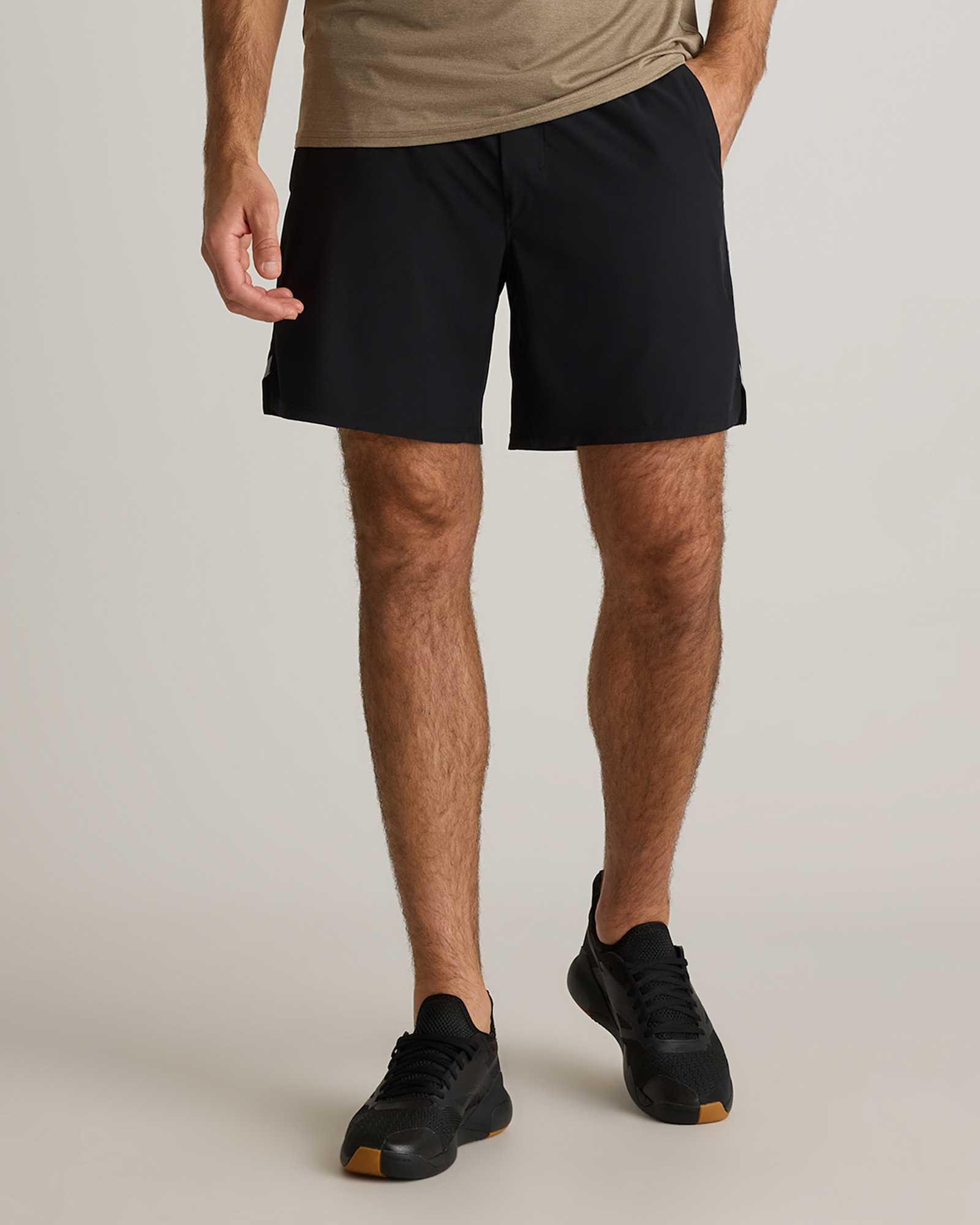 black Classic Unlined Run Shorts - 7"