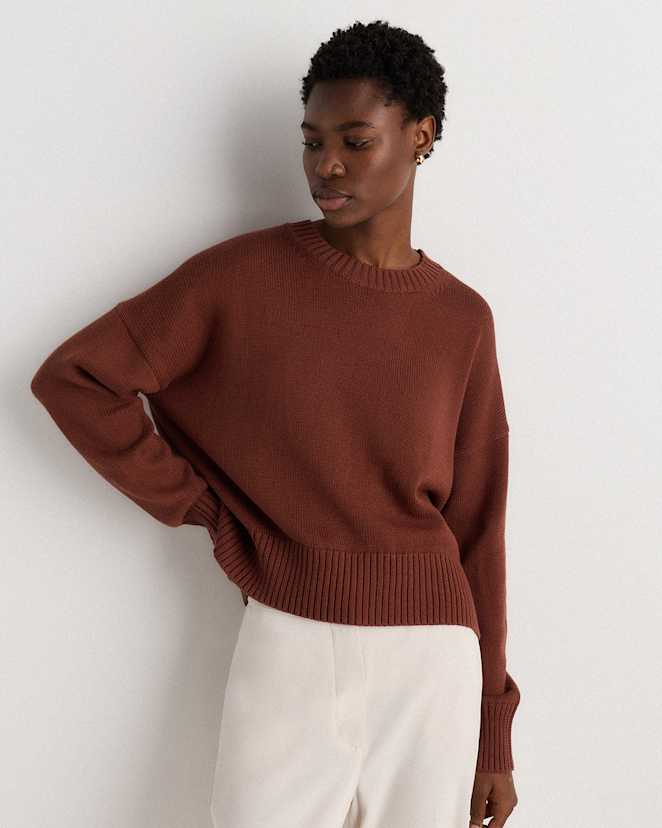 Redwood Brown 100% Organic Cotton Boyfriend Crew Sweater