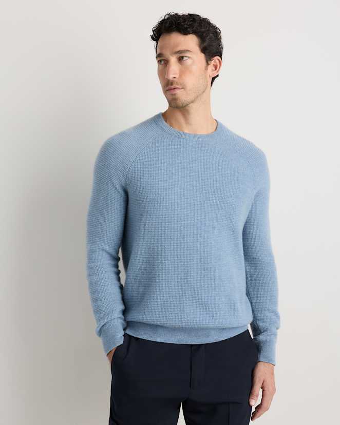Faded Denim Mongolian Cashmere Waffle Sweatshirt