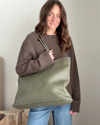 Siena Handwoven Tote - PDP Video Thumbnail (Olive, 4x5)