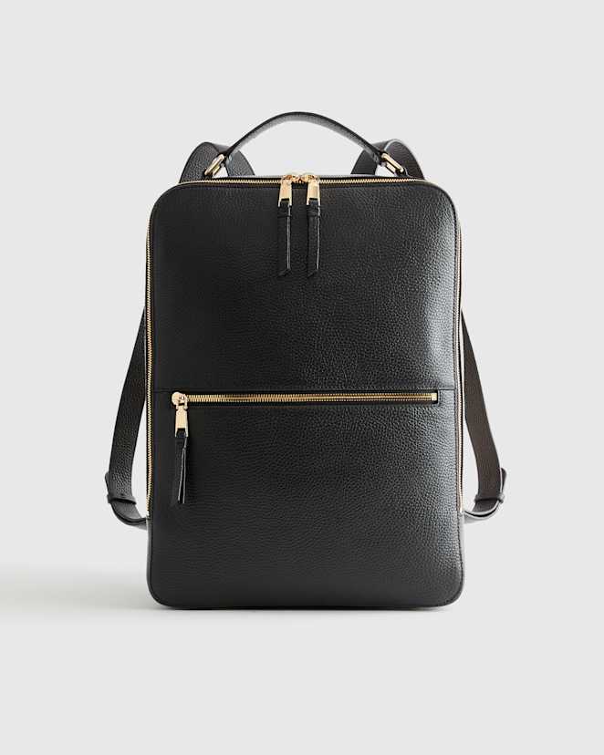 Black Italian Leather Laptop Backpack