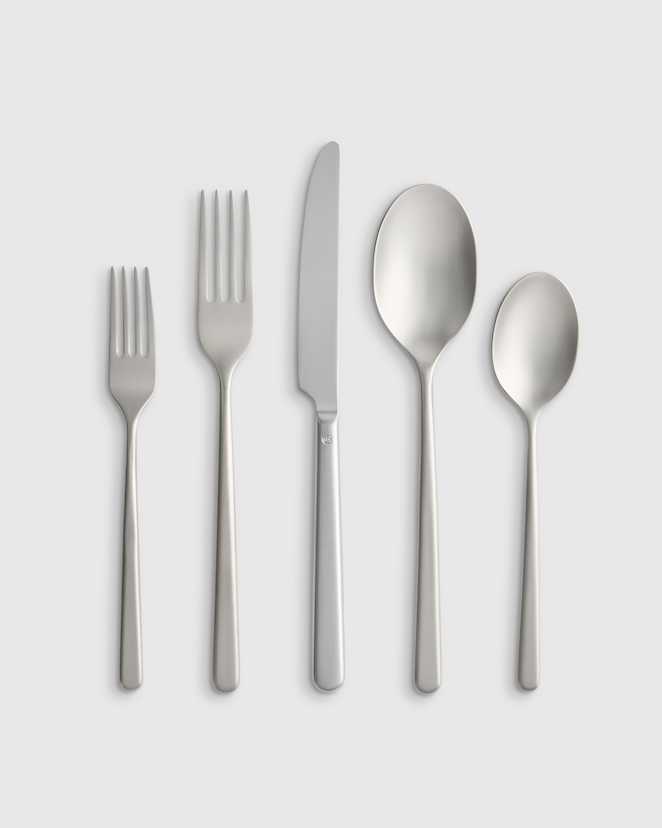 Brushed Stainless Steel Gia Minimalist 20 Piece Flatware Set