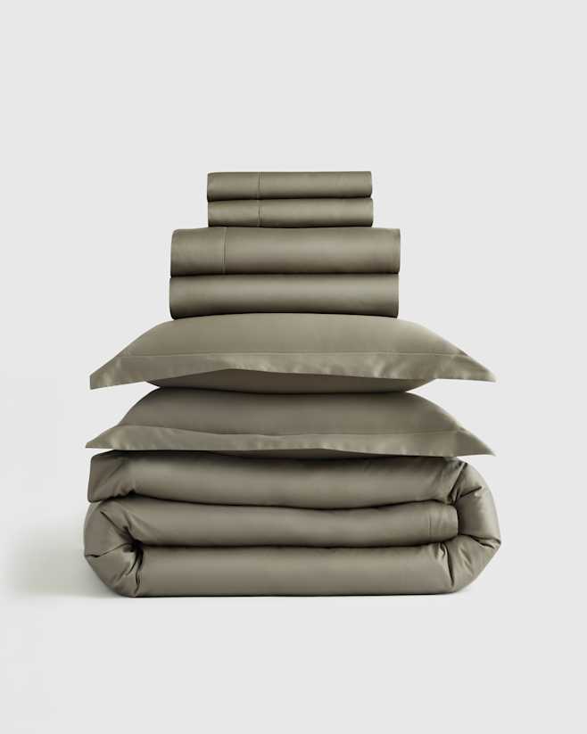 Dried Sage Signature Giza Cotton Sateen Deluxe Bedding Bundle